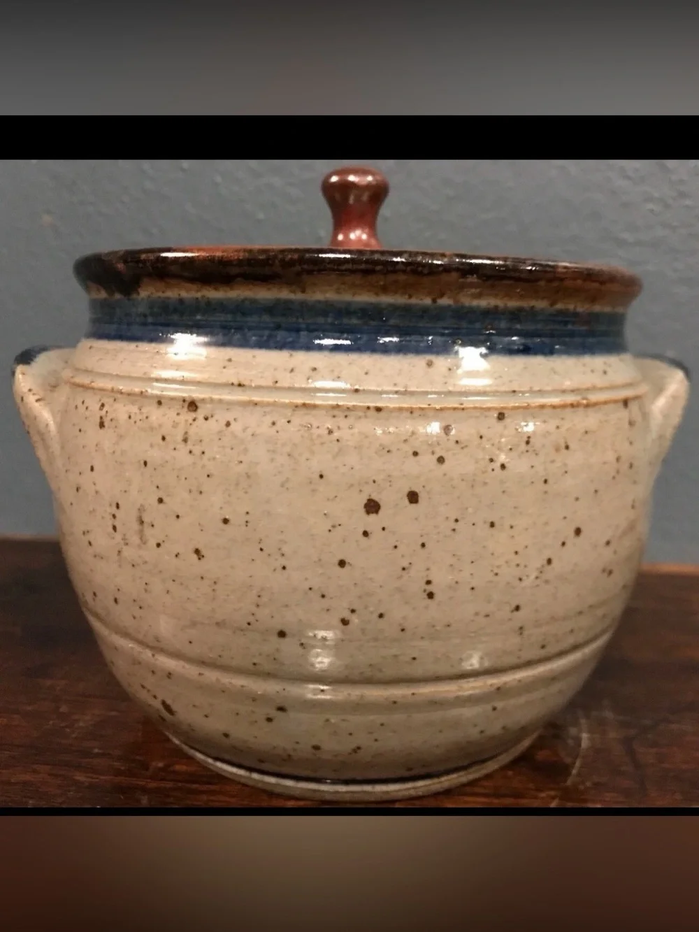 Harvey Pottery Stoneware Heart Motif Bean Pot Crock Signed 2/95 (1995)